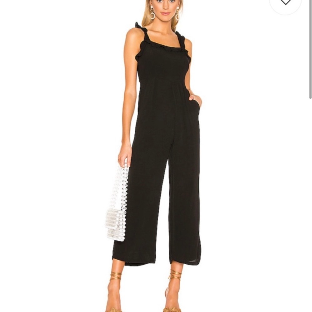 Superdown Victoria Ruffle Jumpsuit in Black NWT